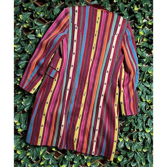 Etro Milano 100% Wool MADE IN ITALY Multicolor Trench Coat Size 44 - Picture 10 of 16